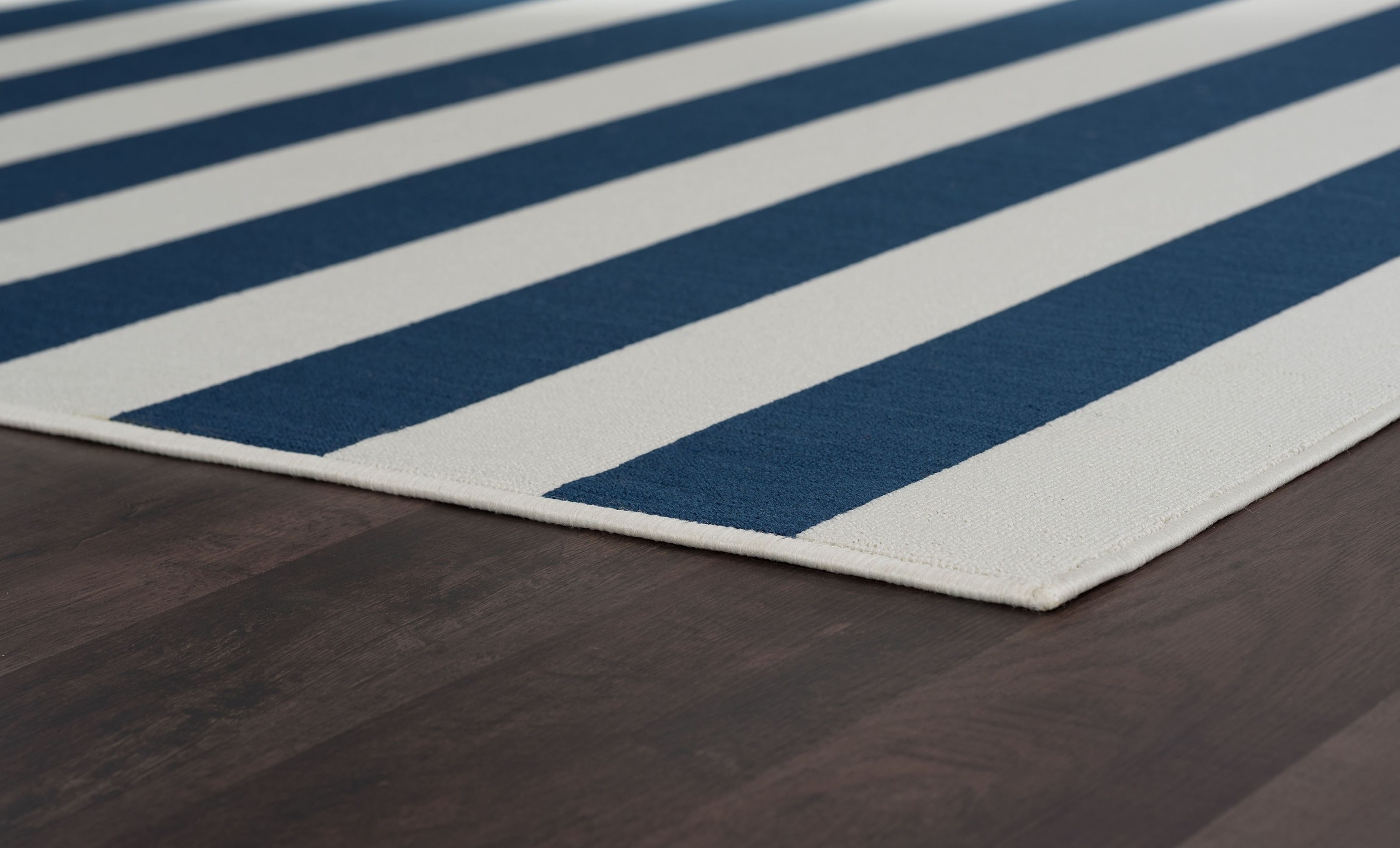 5x8 Water Resistant, Indoor Outdoor Rugs for Patios, Front Door Entry, Entryway, Deck, Porch, Balcony | Outside Area Rug for Patio | Navy, Stripe | Size: 5'3'' x 7'3''
