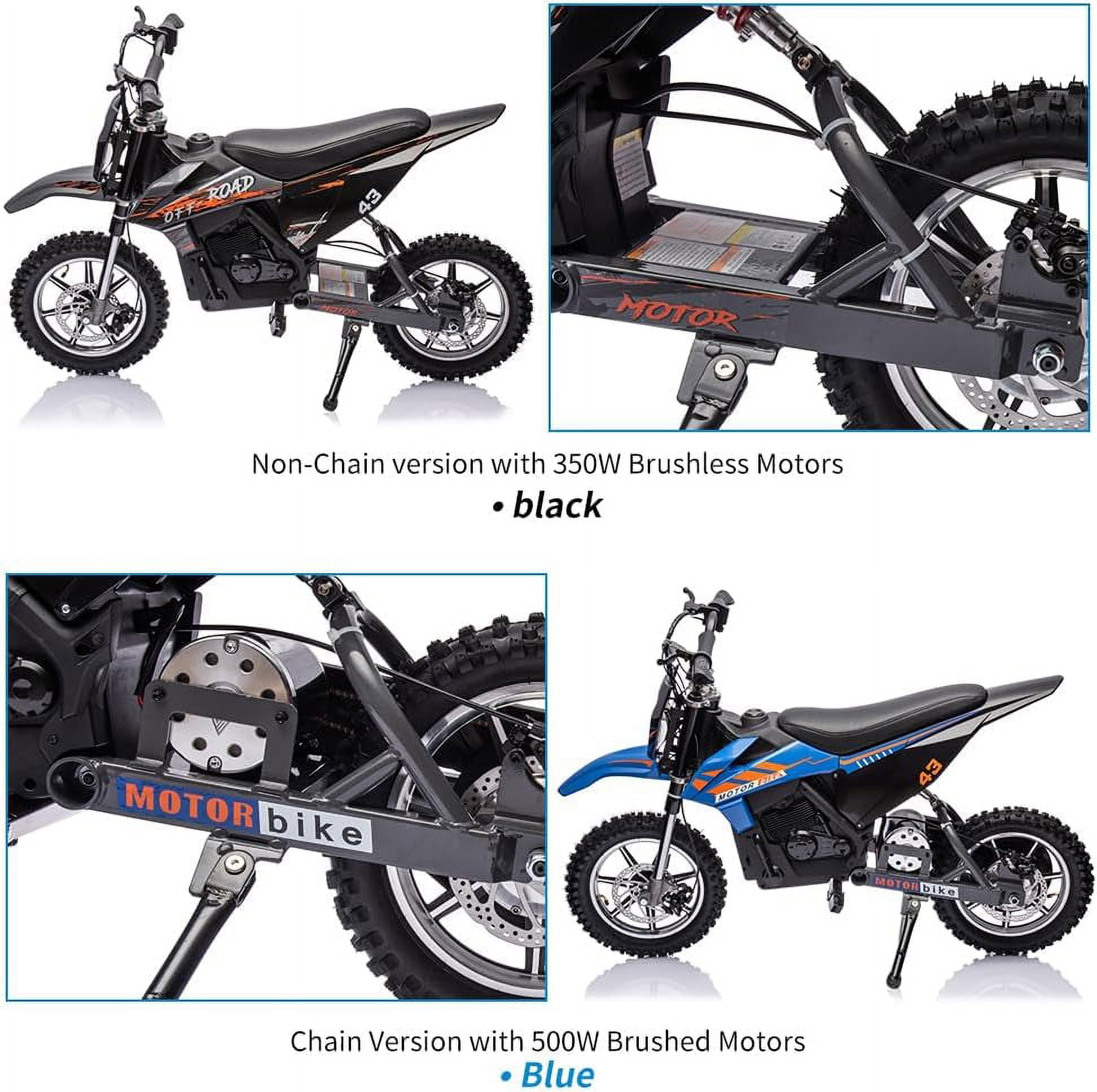Historyli 36V Ride On Dirt Bike,Electric Off Road Motorcycle with 500W Brushed Motor,Fast Speed Up to 15.5 Mph,Max Load 175 Lbs,Led Light,Leather Seat,Disc Brake,Air-Filled Tires,Black