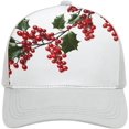 thumbnail image 1 of Holly Berry Branches Baseball Cap Classic Golf Cap Soft Dad Hat Multicolor Adjustable Low Profile Hat Unisex, 1 of 3
