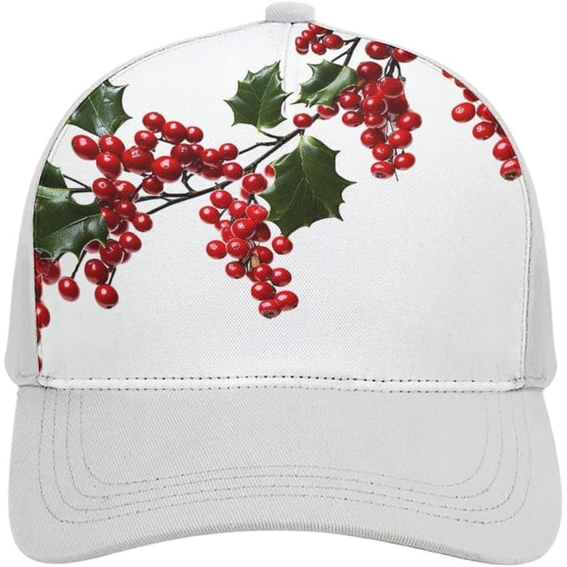 Holly Berry Branches Baseball Cap Classic Golf Cap Soft Dad Hat Multicolor Adjustable Low Profile Hat Unisex