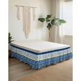 thumbnail image 2 of Blue Yellow Wrap Around Bed Skirts for California King Bed 16" Drop,Bed Skirt with Adjustable Elastic Belt Dust Ruffle Bed Valance Botanical Floral Motifs Wildflower Striped Bed Frame Cover, 2 of 7