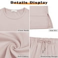 thumbnail image 6 of MOSHU Two Piece Sets for Women Casual Fall Outfits Sets Slit Side Stiching Tops and Wide Leg Pants with Pockets Trendy Cozy Tracksuits, 6 of 7