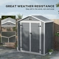 thumbnail image 5 of Outsunny Outdoor Storage Shed, 72" x 52.75" Garden Shed with Double Lockable Doors, Vent and Window, Plastic Utility Tool Shed, Gray, 5 of 9