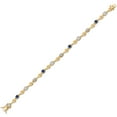 thumbnail image 2 of Gem Stone King 18K Yellow Gold Plated Silver White Moissanite and Blue Created Sapphire and White Lab Grown Diamond Bracelet for Women (2.17 Cttw, Gemstone Birthstone, Round 4MM, 7.5 inch), 2 of 6