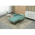 thumbnail image 4 of Modern Chaise Lounge with Ottoman, Velvet Upholstered Recliner Chair, Convertible Sleeper Sofa Bed with 3 Reclining Angles and One Pillow, Living Room Accent Chair with Golden Metal Trims, Mint Green, 4 of 6