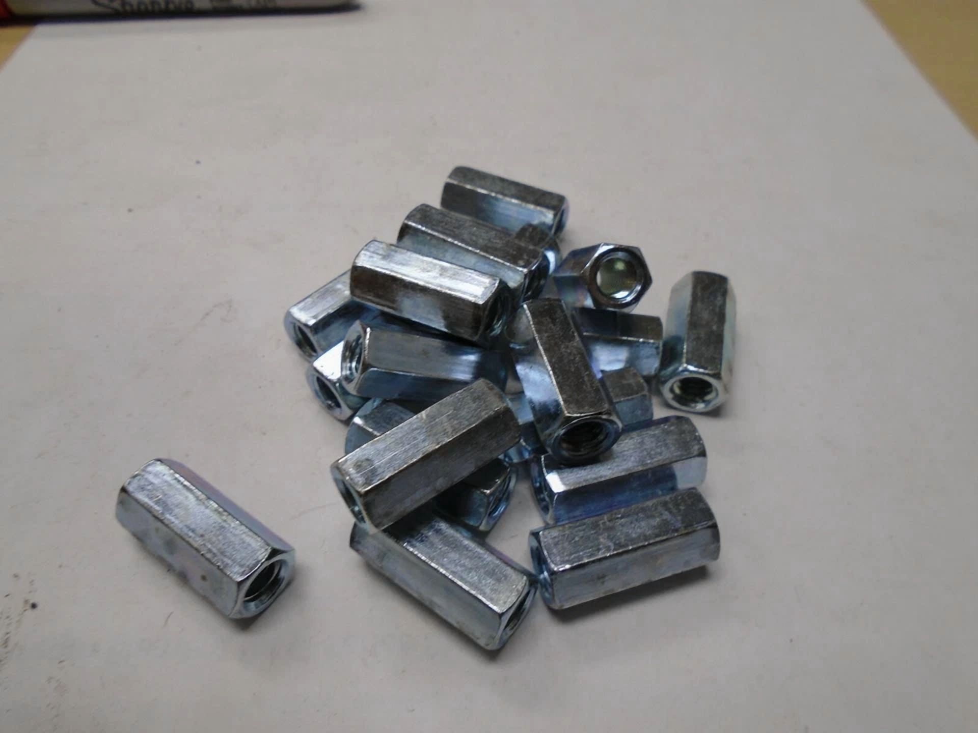 KLYNE - Hex Coupling Nuts 1/4-20 X 3/8 X 7/8 Threaded Rod Connector Zinc 25Pcs #5734