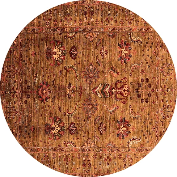 Ahgly Company Indoor Round Oriental Orange Industrial Area Rugs, 6' Round