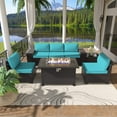thumbnail image 5 of ALAULM 7-Piece Patio Conversation Set with Propane Fire Pit Table, Blue, 5 of 7