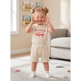 thumbnail image 5 of BemeyourBBs Toddler Baby Girls Birthday Outfits 1 2 3 4 Years Old Birthday Summer Clothes Short Sleeve Letters Bow Print T Shirt Tops and Elastic Waist Pockets Shorts Set, 5 of 8