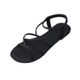 thumbnail image 2 of Gealkoca Women's Strappy Flat Sandals Dressy Solid Color Open Toe Ankle Strap Summer Beach Vacation Shoes Women's Criss Cross Strappy Sandals, 2 of 8