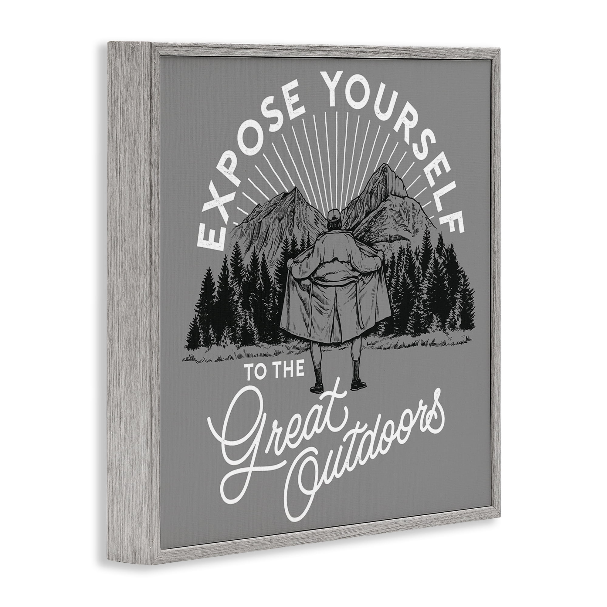 Stupell Industries Expose Yourself Funny Novelty Painting Gray Framed Art Print Wall Art, 17 x 17