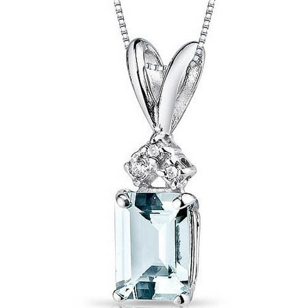 Oravo 1.00 Carat T.G.W. Heart-Shape Aquamarine and Diamond Accent 14kt White Gold Pendant, 18
