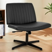 BestOffice Armless Office Chair, Criss Cross Legged, No Wheels Swivel for Men, Women(Black)