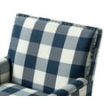 thumbnail image 4 of Upholstery Armchairs Set of 2 Accent Chairs Sofa Couch Wood Legs Nailhead Trim Home Living Room Bedroom Plaid White Blue, 4 of 11