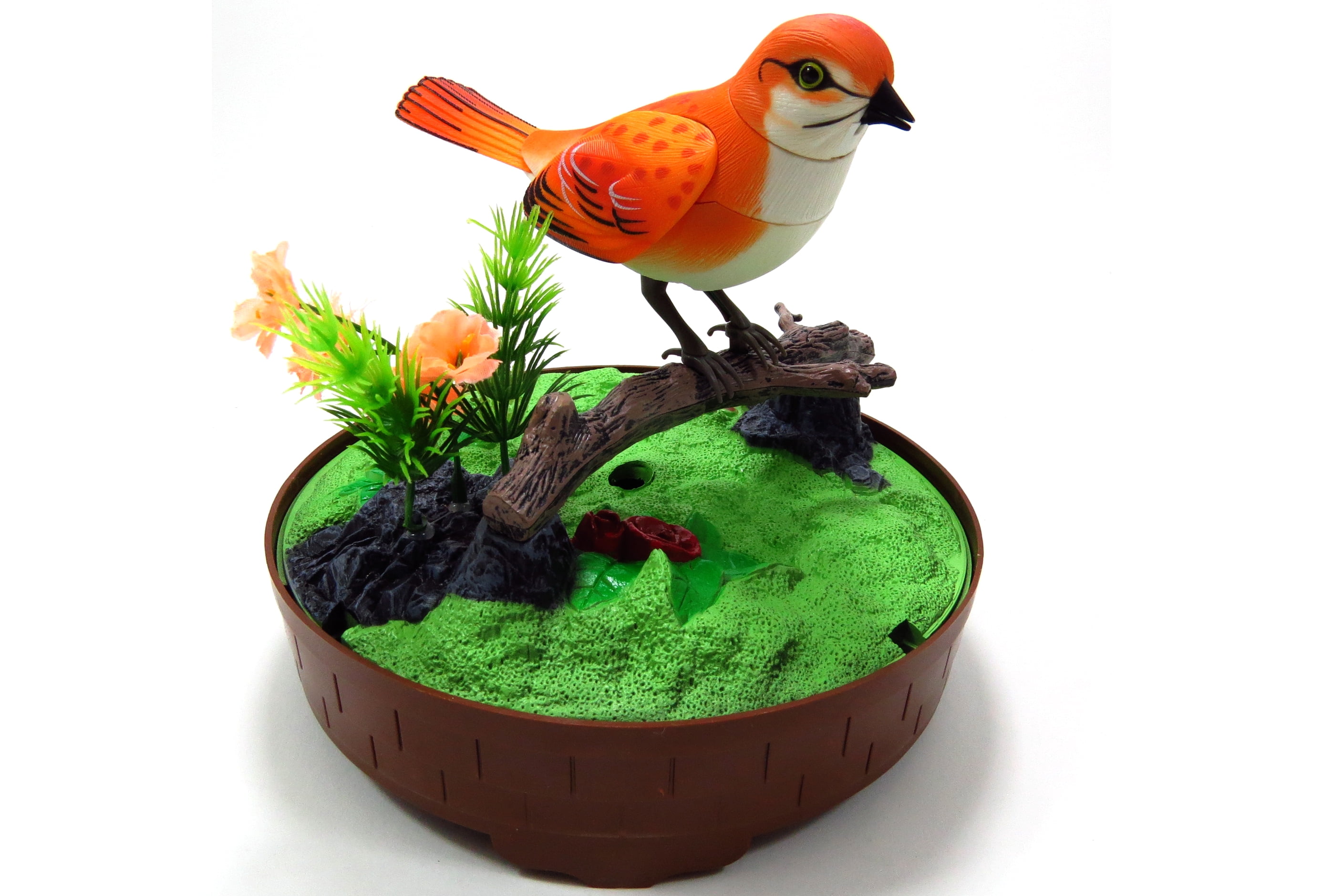 PlayWorld Music Magic Singing & Chirping Bird In Cage - Realistic Sounds & Movements - Orange