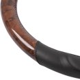 thumbnail image 5 of ACDelco Car Steering Wheel Cover Two Tone Synthetic Leather Black Comfort Grip & Dark Wood (Maple), 5 of 9