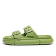 thumbnail image 2 of CERYTHRINA Slides for Boys and Girls Pillow Slippers Cloud Slide Two Adjustable Buckles Anti-Slip Super Light Shower Shoes Home Sandals Water Shoes Beach slides (Little Kid/Big Kid) Green 3132, 2 of 5