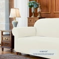 thumbnail image 7 of Subrtex Stretch 1-Piece Textured Grid Slipcover XL Sofa Cover, Off-white, 7 of 7