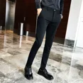 thumbnail image 2 of Pantalones trenzados para hombre, para trabajo, drapeados, negros, 9, recortados, elásticos, fluidos, para hombre, pantalones de vestir, ajustados y elásticos para oficina, nuevos en licra, 2 of 5