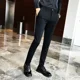 thumbnail image 2 of Pantalones trenzados para hombre, para trabajo, drapeados, negros, 9, recortados, elásticos, fluidos, para hombre, pantalones de vestir, ajustados y elásticos para oficina, nuevos en licra, 2 of 5