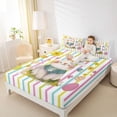 thumbnail image 3 of Erosebridal Retro Easter Eggs Kids Queen Sheet Sets,Cute Cartoon Rabbit Bunny Multicolor Geometric Stripes Girls Bed Set 4 Pieces, 3 of 6