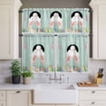 thumbnail image 3 of Kitchen Window Curtains Valance and Tier Set, Easter Day Bunny Tail Egg Spring Floral Rod Pocket Tier Curtain Valance Set, Farm Vintage Teal Wood Grain Light Filtering Cafe Curtains for Bedroom, 3 of 9