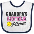 thumbnail image 3 of Inktastic Grandpas Little Pitcher Softball Girls Baby Bib, 3 of 4