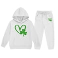 thumbnail image 4 of Girls 2 Piece St Patricks Day Sweatsuit Set Heart Printed Long-Sleeve Matching Suit Comfort Fashion Sweatshirt and Sweatpants Joggers Set with Pockets,Light Gray,6-7 Years, 4 of 4