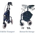 thumbnail image 3 of Freedom Lightweight Retractable 3 Wheel Walker with Balloon Tires, Rollator Walker for Seniors with Height Adjustable Handles with Loop Locking Brakes (Blue), 3 of 6
