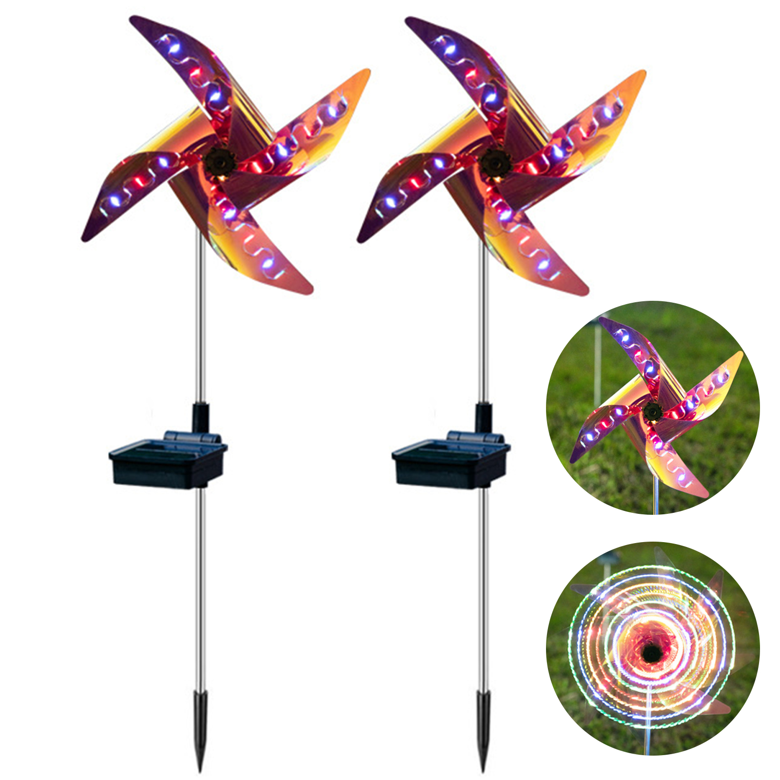 Solarera 2 Pack Garden Pinwheel Solar Wind Spinner Lights, Decorative