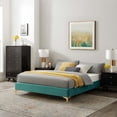 thumbnail image 2 of Platform Bed Frame, Full Size, Velvet, Teal Blue, Modern Contemporary Urban Design, Bedroom Master Guest Suite, 2 of 7