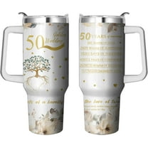 Happy 50th Anniversary Wedding Gifts 40 Oz Tumbler for Men Women, Best 50 Year Anniversary Wedding Gifts for Couple Stainless Steel Cup, 50th Anniversary Marriage Gift for Parents Wife Husband