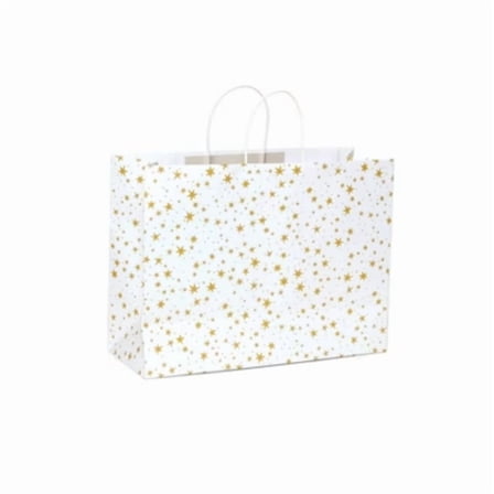 XL Vogue Gift Bag Star on Cream - Spritz: Large Off-White Paper Bag for All Occasions, 12" H x 16" W x 6" D
