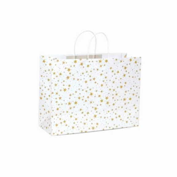 XL Vogue Gift Bag Star on Cream - Spritz: Large Off-White Paper Bag for All Occasions, 12" H x 16" W x 6" D