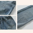 thumbnail image 6 of Ruyang Girls Jeans with Bow Lace Baggy Wide Leg Denim Pants Teen Kids Cute Fall High Waist Straight Denim Trousers with Pockets, 6 of 9