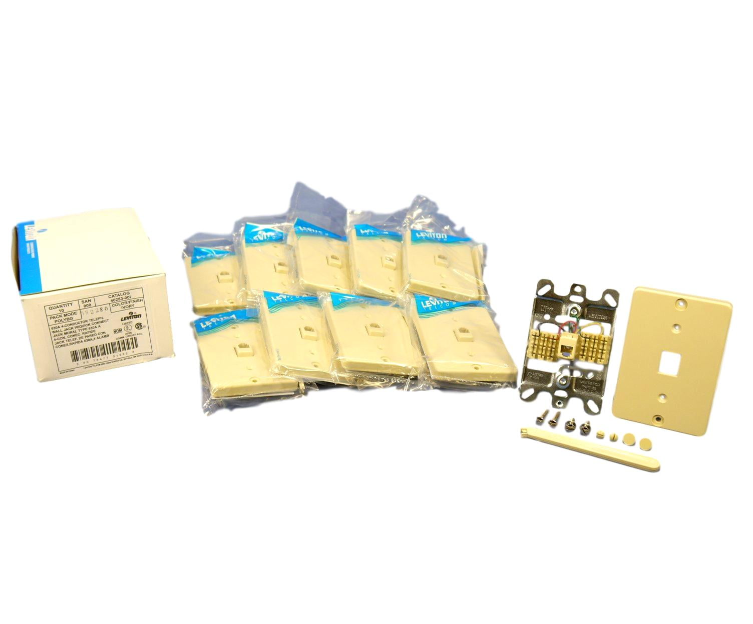 Leviton 40253I Ivory QuickConnect Telephone JacK Wall Plate (Pack of 10)