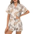 thumbnail image 1 of SKQIT Womens Short Sleeve Pajama Sets, 2 Piece Cute Print Soft Satin Button Down Shirt and Shorts Sleepwear Sets, 1 of 8