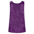 thumbnail image 6 of Wang6 Women Sequin Loose Fit Camisole Trendy Sleeveless Sparkle Cami Tank Tops Plus Size Crew Neck Summer Tunic Shirts Tees Purple XXL, 6 of 6