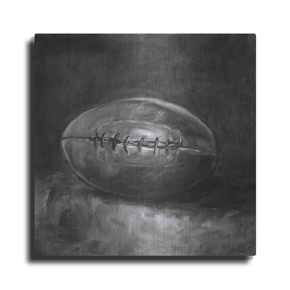 Luxe Metal Art 'Rustic Sports IV Black and White' by Ethan Harper, Metal Wall Art, 24"x24"