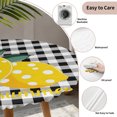 thumbnail image 3 of Yellow Lemons Round Tablecloth for 45-54 Inch Tables,Fitted Table Cover with Elastic Edge,Summer Botanical Black White Plaid Farmhouse Waterproof Outdoor Table Cloth Protector for Patio Garden Dinner, 3 of 9