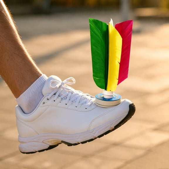 Giunmcul Gifts for Boys and Girls Colorful Feather Shuttlecock Kick Toy with Durable Rubber Base Lightweight Jianzi for Leg Strength Coordination Flexibility Training Indoor Outdoor 1 Pc 5.1 In