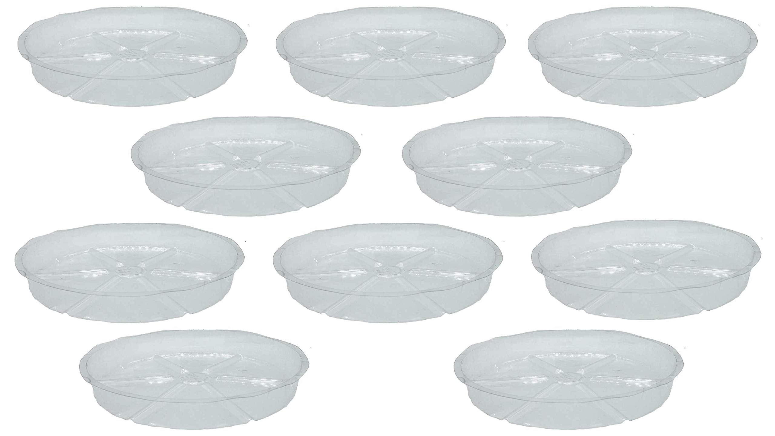 Lot 10 Plant Flower Vegetable Saucer Container Clear Plastic Round 10” Made USA 