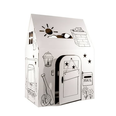 Easy Playhouse Clubhouse - Kids Art and Craft for Indoor and Outdoor Fun, Color, Draw, Doodle on this Blank Canvas – Decorate and Personalize a Cardboard Fort, 34" X 27" X 48" - Made in USA, Age 3 