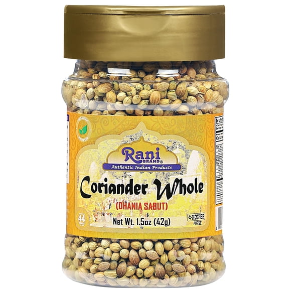 Rani Coriandre (Dhania) Graines Entières, Épice Indienne 1.5oz (42g) Pot pour Animaux - Tout Naturel / Sans Gluten / non-OGM / Végan / Origine Indienne