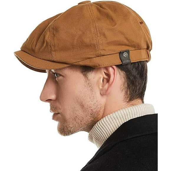 Croogo Men's 8 Piece Newsboy Flat Cap Cotton Newsboy Gatsby Ivy Cap Cabbie Driving Hat Octagonal Golf Beret Hat Scally Hats