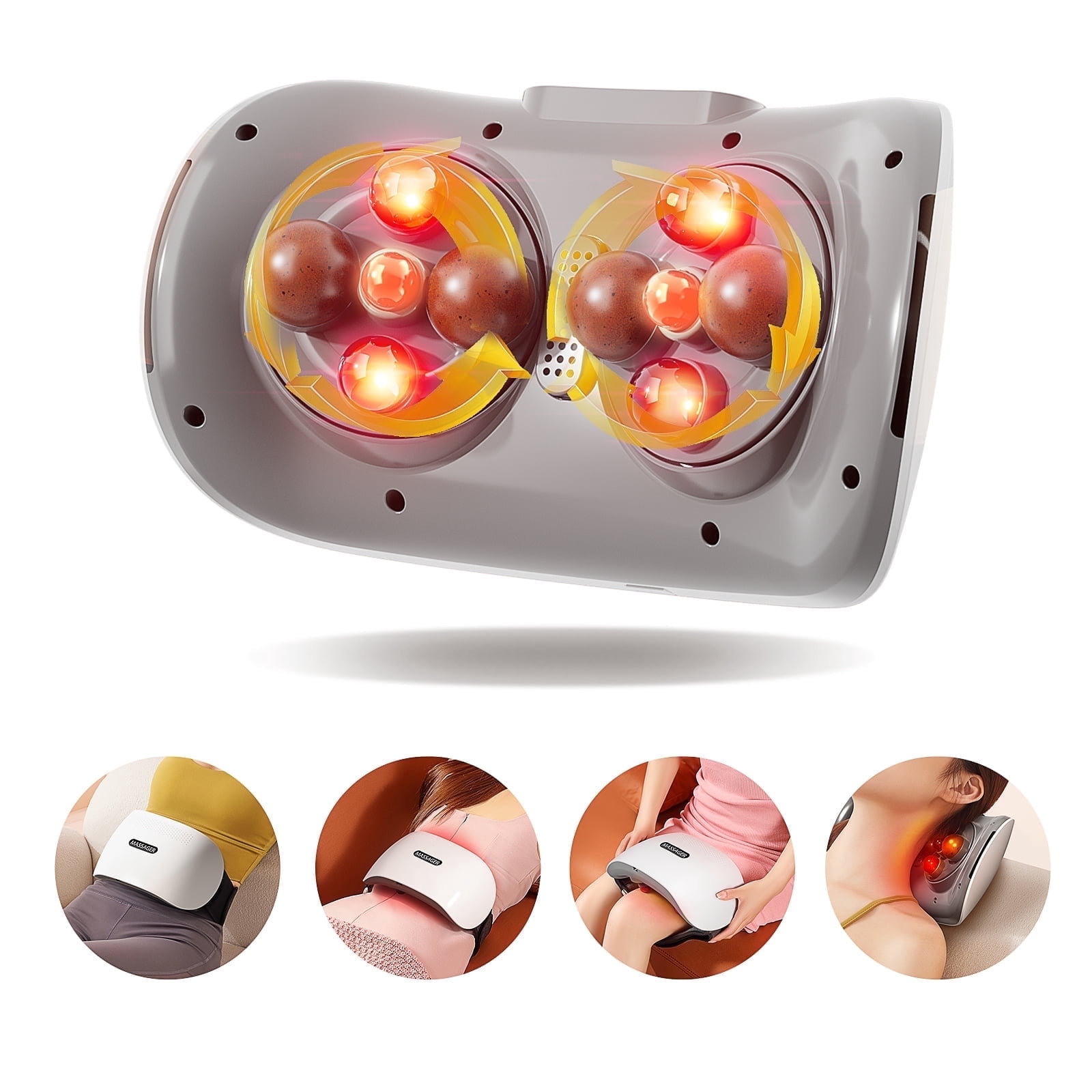 HMMSYLVA Double Disc Abdominal Massager with Heat, Electric Automatic Stomach Massager for Digestion, Bian Stone Belly Cellulite Massage Relieves Bloating, Stomach Pain, Constipation