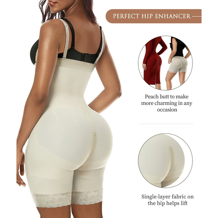 YIANNA Fajas Colombianas Shapewear for Women Tummy Control Body Shaper Butt  Lifter with Zipper Crotch Beige-Small 