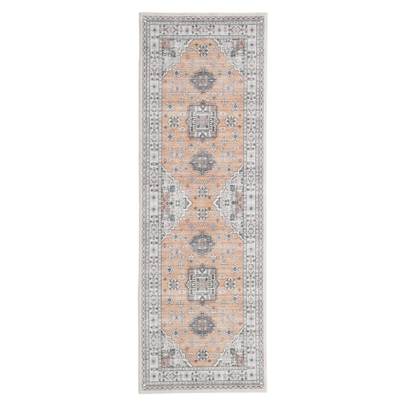 2x6 Runner Rug, Washable Boho Area Rug Vintage Low Pile Non Slip Carpet for Kitchen Bathroom Living Room