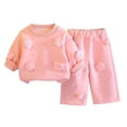 thumbnail image 3 of THDHVS Toddler Outfits for Girls,Girls Solid Floral Print Round Neck Long Sleeve Sweatshirt Pants Casual 2 Piece Set,Girls' Clothing Sets Pink 1-2 Years, 3 of 6