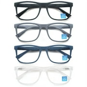 4 Pair Men Rectangular Blue Light Blocking Oversized Reading Glasses +2.50 Spring Hinge Computer Presbyopia Glasses Women